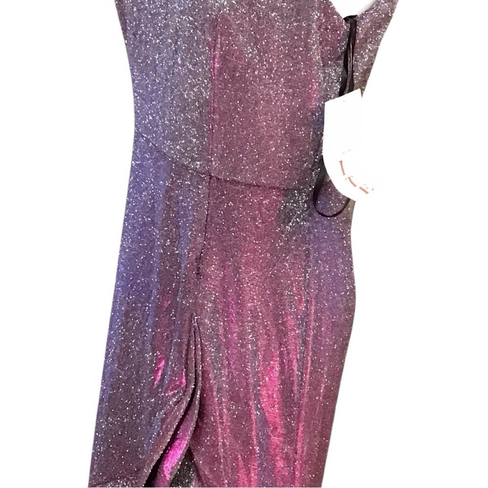 Betsy & Adam Pink and Silver Asymmetrical Sheath Dress NWT size 12P - Picture 9 of 10